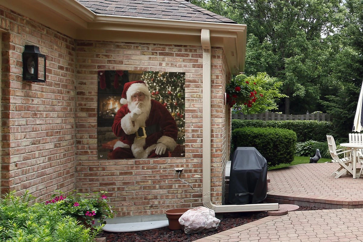 Père Noël Avec Un Sapin De Noël Coloré En Arrière-plan Affiche De Jardin 100x100 Cm - Toile De Jardin / Toile D'extérieur / Peintures Pour L'extérieur (décoration De Jardin) 8 Père Noël Avec Un Sapin De Noël Coloré En Arrière-plan Affiche De Jardin 100x100 Cm - Toile De Jardin / Toile D'extérieur / Peintures Pour L'extérieur (décoration De Jardin) – Image 6