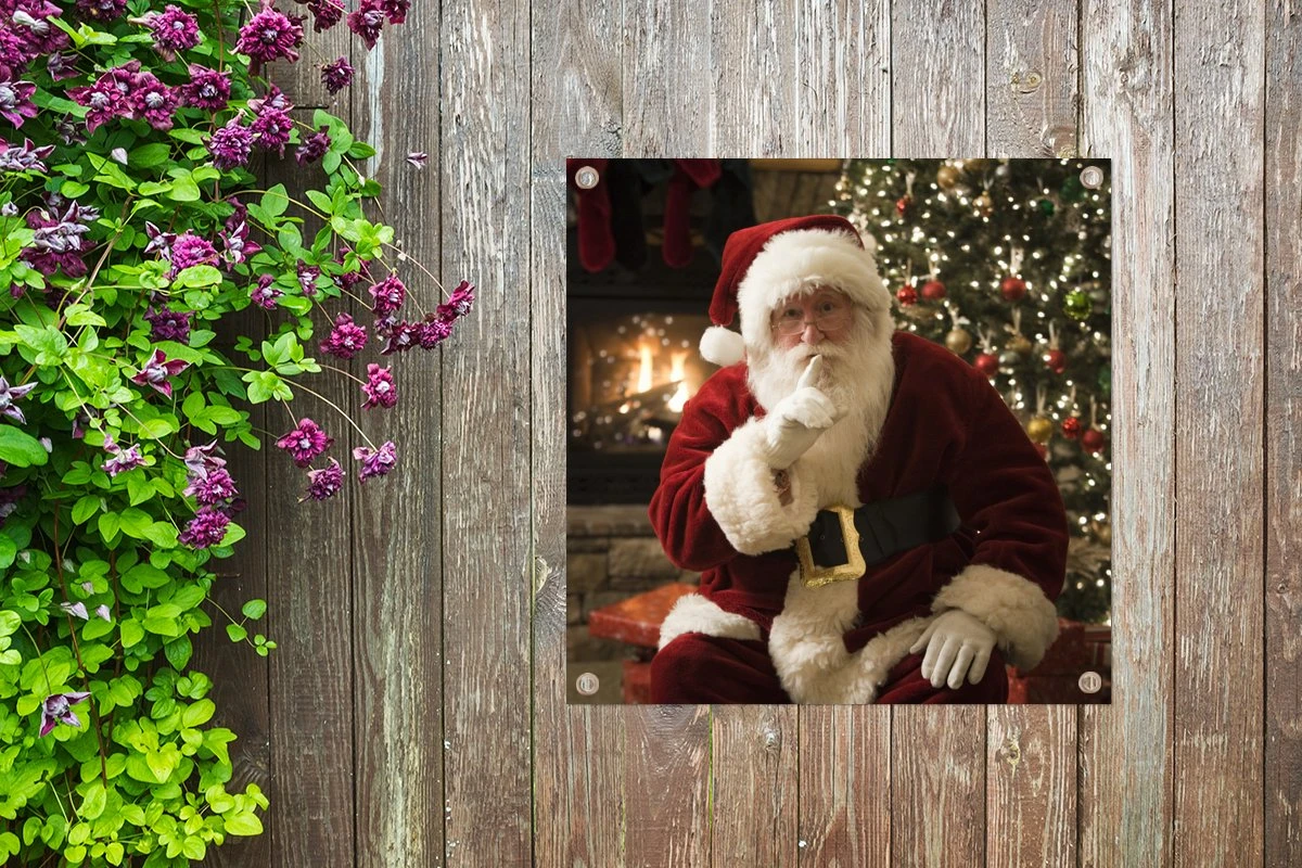 Père Noël Avec Un Sapin De Noël Coloré En Arrière-plan Affiche De Jardin 100x100 Cm - Toile De Jardin / Toile D'extérieur / Peintures Pour L'extérieur (décoration De Jardin) 10 Père Noël Avec Un Sapin De Noël Coloré En Arrière-plan Affiche De Jardin 100x100 Cm - Toile De Jardin / Toile D'extérieur / Peintures Pour L'extérieur (décoration De Jardin) – Image 8
