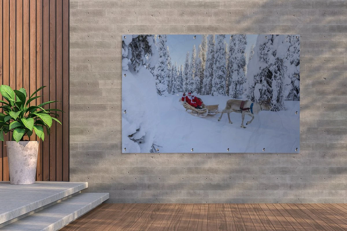 Décoration Murale Renne Tire Le Père Noël Sur Un Traîneau En Laponie - 180x120 Cm - Poster Jardin - Toile Jardin - Poster Extérieur 4 Décoration Murale Renne Tire Le Père Noël Sur Un Traîneau En Laponie - 180x120 Cm - Poster Jardin - Toile Jardin - Poster Extérieur – Image 2