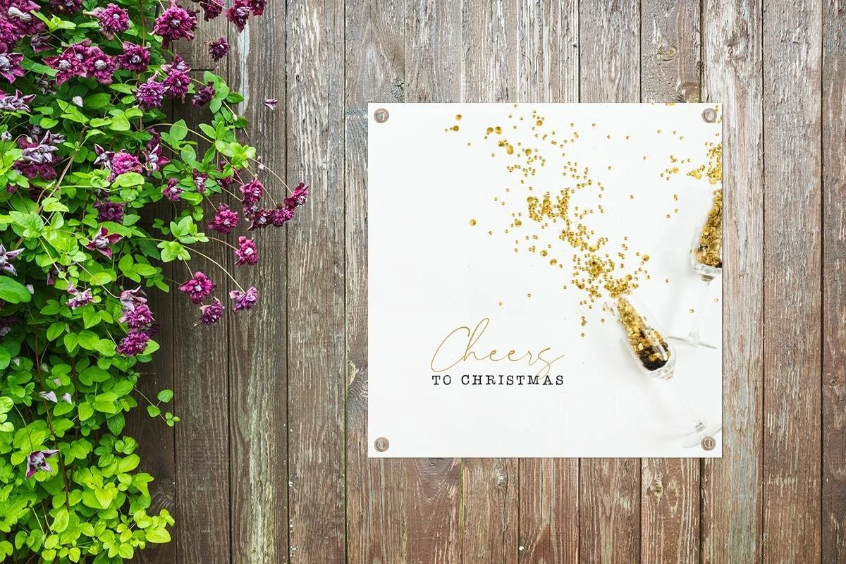 Posters De Jardin Hiver - Noël - Or - 50x50 Cm - Toile De Jardin - Affiche Extérieure 4 Posters De Jardin Hiver - Noël - Or - 50x50 Cm - Toile De Jardin - Affiche Extérieure – Image 2