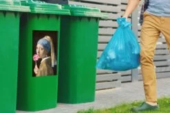 Autocollant De Conteneur Vieux MaîtresIllustrations De Noël - Fille Avec Une Boucle D'oreille De Perle Par Le Vieux Maître Johannes Vermeer Avec Une Sucette Rouge Et Blanche -Jingle Bells Boutique 1200x800 2488