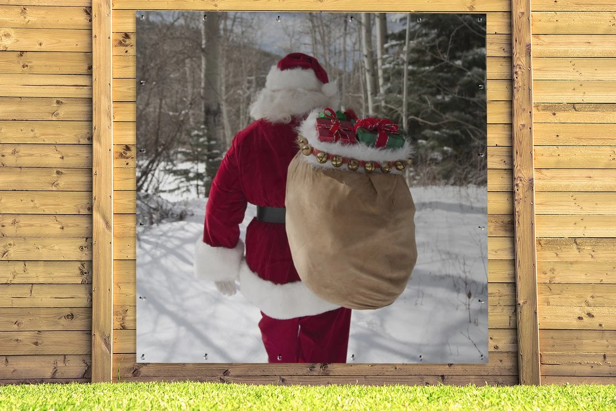 Affiche De Jardin Le Père Noël Se Promène Dans Une Forêt Avec Un Sac Plein De Cadeaux De Noël - 200x200 Cm - Toile De Jardin 5 Affiche De Jardin Le Père Noël Se Promène Dans Une Forêt Avec Un Sac Plein De Cadeaux De Noël - 200x200 Cm - Toile De Jardin – Image 3