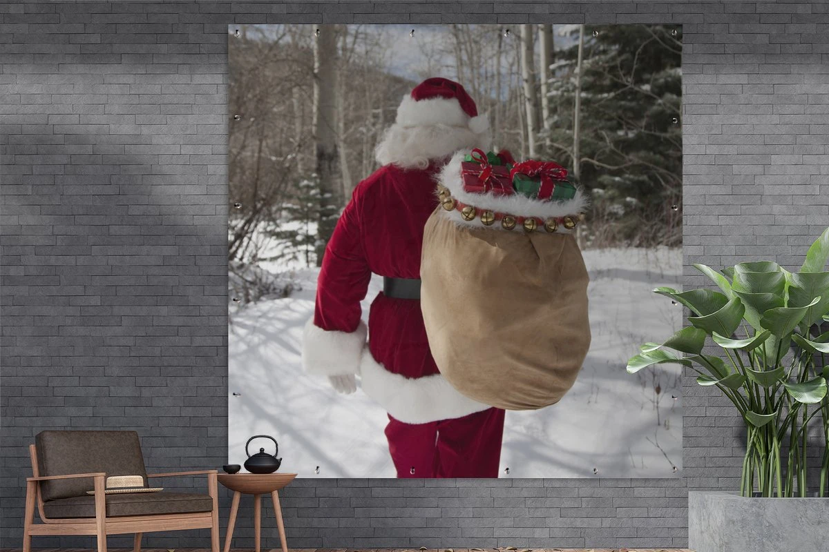 Affiche De Jardin Le Père Noël Se Promène Dans Une Forêt Avec Un Sac Plein De Cadeaux De Noël - 200x200 Cm - Toile De Jardin 8 Affiche De Jardin Le Père Noël Se Promène Dans Une Forêt Avec Un Sac Plein De Cadeaux De Noël - 200x200 Cm - Toile De Jardin – Image 6