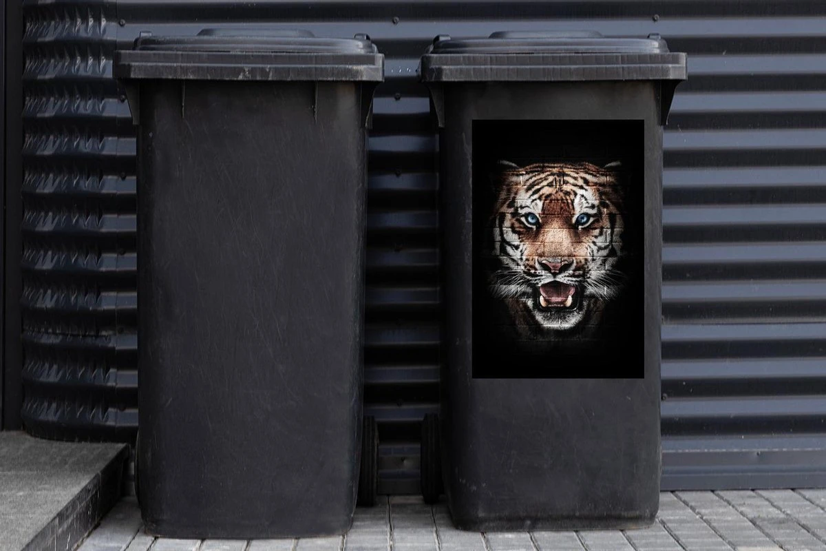 Sticker Conteneur TigreIllustrations De Noël - Tête De Tigre Avec Un Motif De Pierres Sur Fond Noir 4 Sticker Conteneur TigreIllustrations De Noël - Tête De Tigre Avec Un Motif De Pierres Sur Fond Noir – Image 2