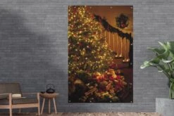 Sapin De Noël Lumineux Avec Cadeaux Affiche De Jardin En Vrac 120x180 Cm - Toile De Jardin / Toile D'extérieur / Peintures D'extérieur (décoration De Jardin) XXL / Groot Format! -Jingle Bells Boutique 1200x800 2605