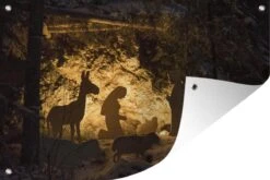 Crèche De Noël Sur Mur En Lumières Affiche De Jardin Toile En Vrac 180x120 Cm - Toile De Jardin / Toile D'extérieur / Peintures D'extérieur (décoration De Jardin) XXL / Groot Format!