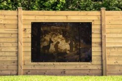 Crèche De Noël Sur Mur En Lumières Affiche De Jardin Toile En Vrac 180x120 Cm - Toile De Jardin / Toile D'extérieur / Peintures D'extérieur (décoration De Jardin) XXL / Groot Format! -Jingle Bells Boutique 1200x800 2711