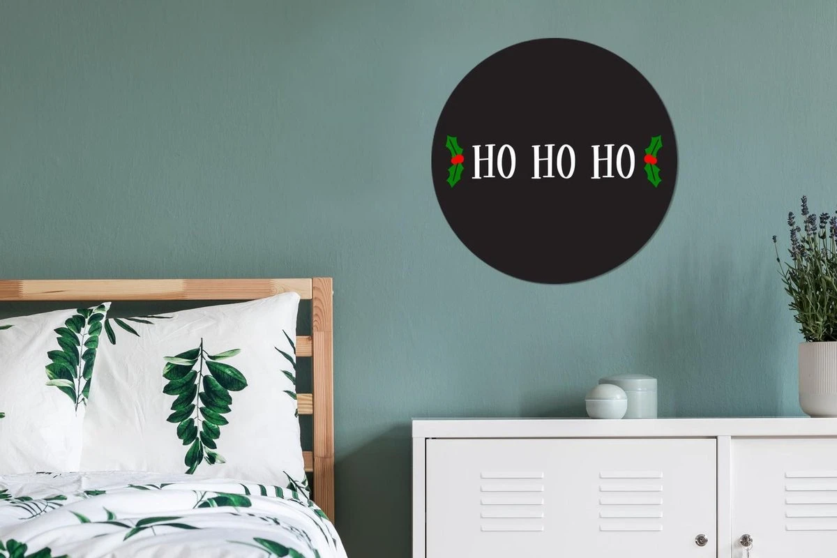 Citation De Noël Ho Ho Ho Sur Fond Noir Sticker Mural Cercle Mural - 80x80 Cm - Peinture Ronde - Cercle Papier Peint - Cercle Mural - Cercle Vivant - Autocollant Et Découpe Ronde 4 Citation De Noël Ho Ho Ho Sur Fond Noir Sticker Mural Cercle Mural - 80x80 Cm - Peinture Ronde - Cercle Papier Peint - Cercle Mural - Cercle Vivant - Autocollant Et Découpe Ronde – Image 2