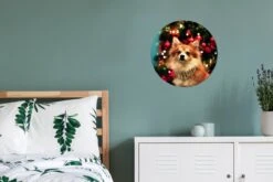 Chien Pendant Noël Sticker Mural Cercle Papier Peint ⌀ 30 Cm / Cercle Papier Peint / Cercle Mural / Cercle Vivant - Auto-adhésif Et Découpe Ronde -Jingle Bells Boutique 1200x800 300