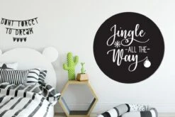 Citation De Noël Jingle Tout Le Chemin Sur Un Fond Noir Sticker Papier Peint Cercle Mural - ⌀ 120 Cm - Peinture Ronde - Cercle Papier Peint - Cercle Mural - Cercle Vivant - Autocollant & Découpe Ronde -Jingle Bells Boutique 1200x800 385