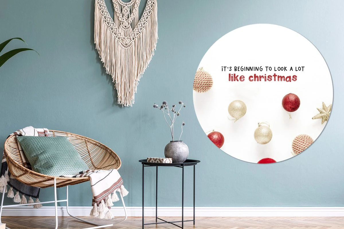 WallCircle - Stickers Muraux - Cercle Papier Peint - Noël - Citation - Boules De Noël - 120x120 Cm - Cercle Mural - Auto Adhésif - Sticker Papier Peint Rond XXL 7 WallCircle - Stickers Muraux - Cercle Papier Peint - Noël - Citation - Boules De Noël - 120x120 Cm - Cercle Mural - Auto Adhésif - Sticker Papier Peint Rond XXL – Image 5