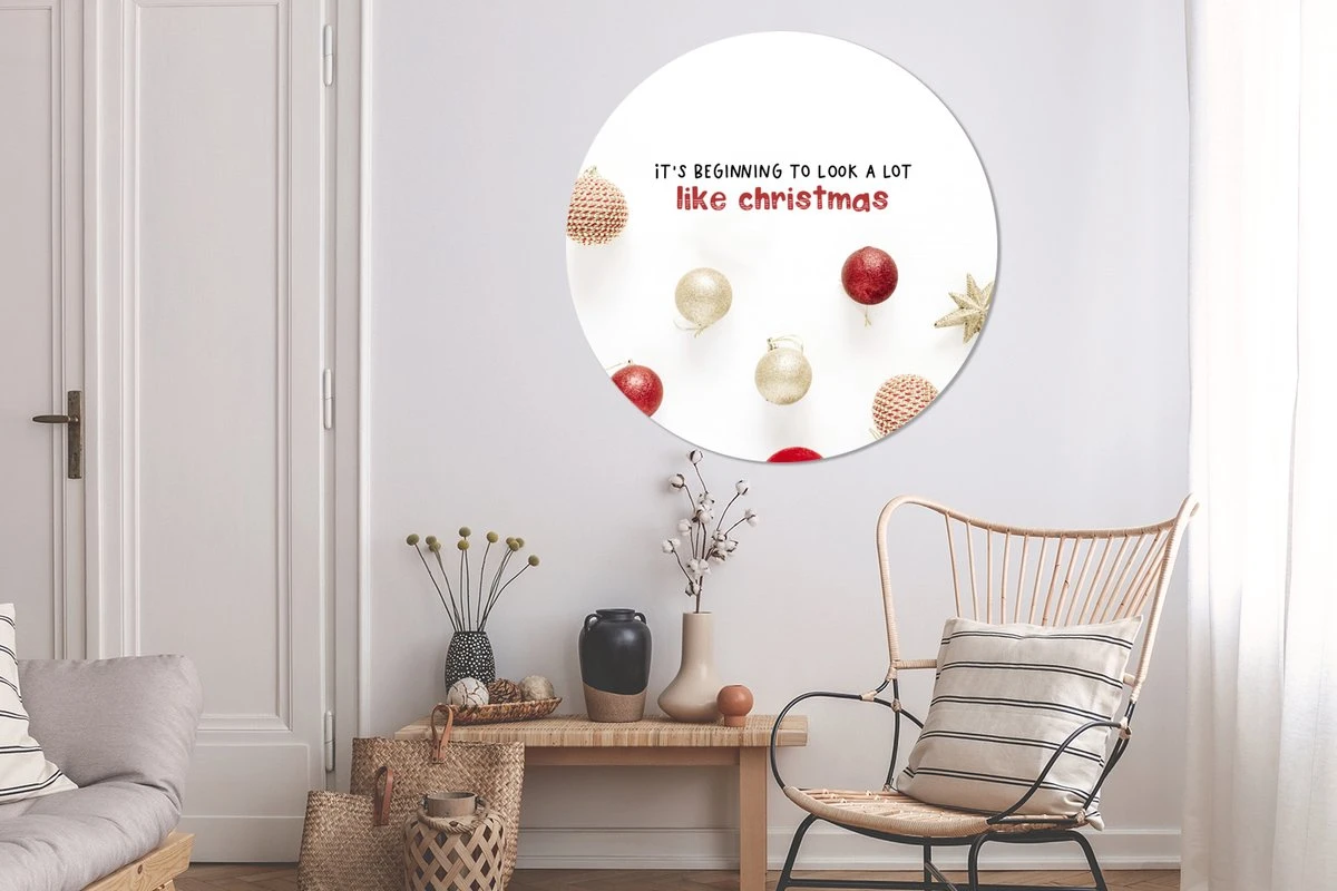 WallCircle - Stickers Muraux - Cercle Papier Peint - Noël - Citation - Boules De Noël - 120x120 Cm - Cercle Mural - Auto Adhésif - Sticker Papier Peint Rond XXL 8 WallCircle - Stickers Muraux - Cercle Papier Peint - Noël - Citation - Boules De Noël - 120x120 Cm - Cercle Mural - Auto Adhésif - Sticker Papier Peint Rond XXL – Image 6
