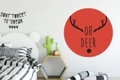 Citation De Noël Oh Cerf Sur Fond Rouge Sticker Mural Cercle Mural - ⌀ 120 Cm - Peinture Ronde - Cercle Papier Peint - Cercle Mural - Cercle Vivant - Autocollant & Découpe Ronde -Jingle Bells Boutique 1200x800 440