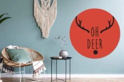 Citation De Noël Oh Cerf Sur Fond Rouge Sticker Mural Cercle Mural - ⌀ 120 Cm - Peinture Ronde - Cercle Papier Peint - Cercle Mural - Cercle Vivant - Autocollant & Découpe Ronde -Jingle Bells Boutique 1200x800 442
