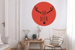 Citation De Noël Oh Cerf Sur Fond Rouge Sticker Mural Cercle Mural - ⌀ 120 Cm - Peinture Ronde - Cercle Papier Peint - Cercle Mural - Cercle Vivant - Autocollant & Découpe Ronde -Jingle Bells Boutique 1200x800 443