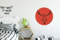 Citation De Noël Oh Cerf Sur Fond Rouge Sticker Mural Cercle Mural - 80x80 Cm - Peinture Ronde - Cercle Papier Peint - Cercle Mural - Cercle Vivant - Autocollant & Découpe Ronde -Jingle Bells Boutique 1200x800 564