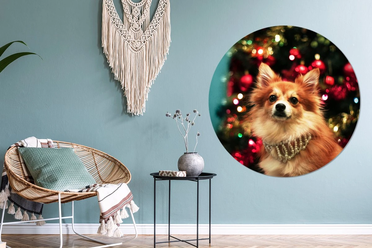 Chien Pendant Noël Sticker Mural Cercle Papier Peint ⌀ 140 Cm / Cercle Papier Peint / Cercle Mural / Cercle Vivant - Auto-adhésif Et Découpe Ronde 7 Chien Pendant Noël Sticker Mural Cercle Papier Peint ⌀ 140 Cm / Cercle Papier Peint / Cercle Mural / Cercle Vivant - Auto-adhésif Et Découpe Ronde – Image 5