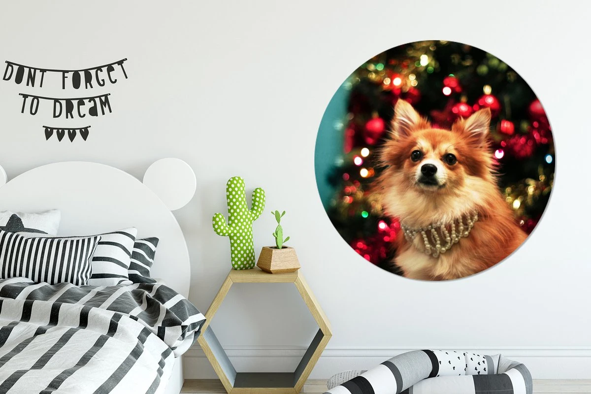 Chien Pendant Noël Sticker Mural Cercle Papier Peint ⌀ 140 Cm / Cercle Papier Peint / Cercle Mural / Cercle Vivant - Auto-adhésif Et Découpe Ronde 8 Chien Pendant Noël Sticker Mural Cercle Papier Peint ⌀ 140 Cm / Cercle Papier Peint / Cercle Mural / Cercle Vivant - Auto-adhésif Et Découpe Ronde – Image 6