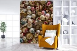 Papier Peint Papier Peint Photo En Vinyle - Un Ensemble De Décorations De Noël Vintage Largeur 165 Cm X Hauteur 220 Cm - Tirage Photo Sur Papier Peint (disponible En 7 Tailles) -Jingle Bells Boutique 1200x800 610