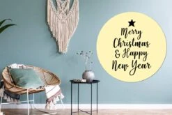 Citation Joyeux Noël Et Happy Noël New An Sur Un Fond Jaune Autocollant Papier Peint Cercle Mur - ⌀ 140 Cm - Peinture Ronde - Cercle De Papier Peint - Cercle De Mur - Cercle Vivant - Auto-adhésifs Et Découpe Arrondie -Jingle Bells Boutique 1200x800 628