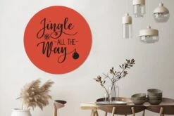 Citation De Noël Jingle Tout Le Chemin Sur Un Fond Rouge Sticker Papier Peint Cercle Mural - ⌀ 140 Cm - Peinture Ronde - Cercle Papier Peint - Cercle Mural - Cercle Vivant - Autocollant & Découpe Ronde -Jingle Bells Boutique 1200x800 654