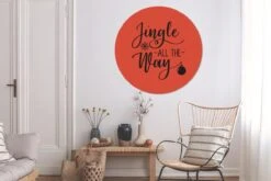 Citation De Noël Jingle Tout Le Chemin Sur Un Fond Rouge Sticker Papier Peint Cercle Mural - ⌀ 140 Cm - Peinture Ronde - Cercle Papier Peint - Cercle Mural - Cercle Vivant - Autocollant & Découpe Ronde -Jingle Bells Boutique 1200x800 655
