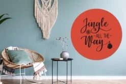Citation De Noël Jingle Tout Le Chemin Sur Un Fond Rouge Sticker Papier Peint Cercle Mural - ⌀ 140 Cm - Peinture Ronde - Cercle Papier Peint - Cercle Mural - Cercle Vivant - Autocollant & Découpe Ronde -Jingle Bells Boutique 1200x800 656