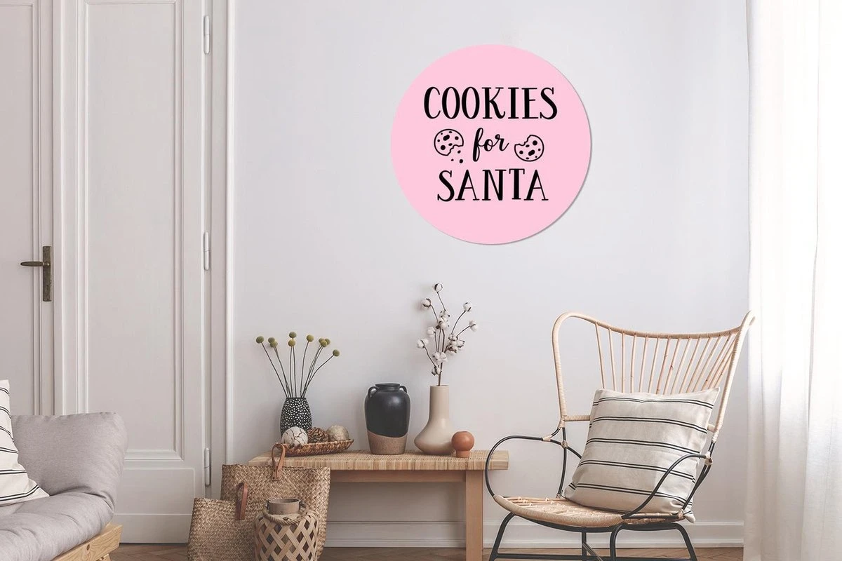 Quote Cookies For Santa Décoration Murale Noël Pastel Rose Sticker Mural Cercle Mural - 50x50 Cm - Peinture Ronde - Cercle De Papier Peint - Cercle Mural - Cercle Vivant - Autocollant Et Découpe Ronde 4 Quote Cookies For Santa Décoration Murale Noël Pastel Rose Sticker Mural Cercle Mural - 50x50 Cm - Peinture Ronde - Cercle De Papier Peint - Cercle Mural - Cercle Vivant - Autocollant Et Découpe Ronde – Image 2
