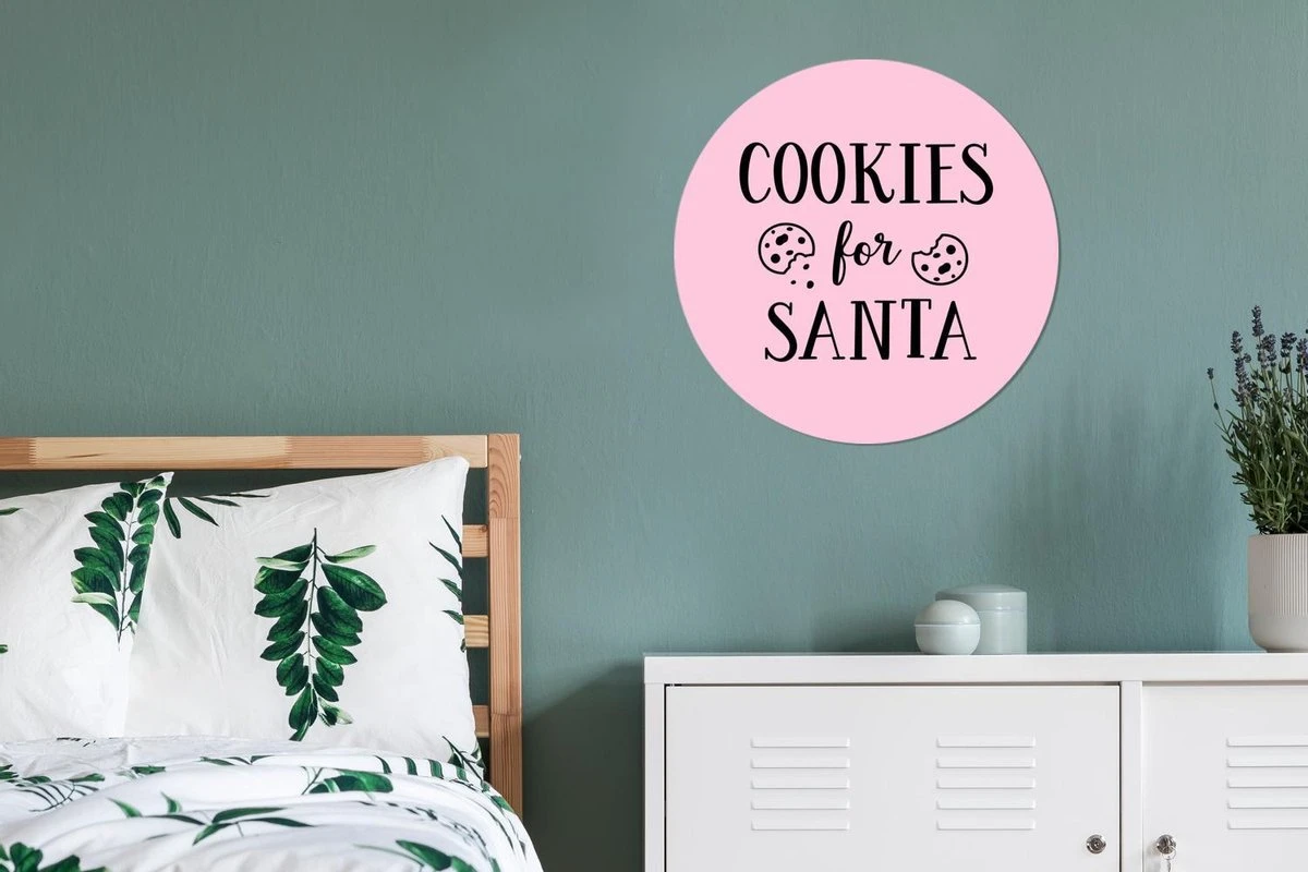 Quote Cookies For Santa Décoration Murale Noël Pastel Rose Sticker Mural Cercle Mural - 50x50 Cm - Peinture Ronde - Cercle De Papier Peint - Cercle Mural - Cercle Vivant - Autocollant Et Découpe Ronde 5 Quote Cookies For Santa Décoration Murale Noël Pastel Rose Sticker Mural Cercle Mural - 50x50 Cm - Peinture Ronde - Cercle De Papier Peint - Cercle Mural - Cercle Vivant - Autocollant Et Découpe Ronde – Image 3