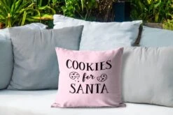 Coussins D'extérieur - Jardin - Citation Biscuits Pour Père Noël Décoration Murale Noël Rose Pastel - 40x40 Cm -Jingle Bells Boutique 1200x800 738