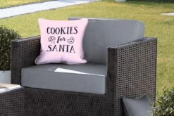 Coussins D'extérieur - Jardin - Citation Biscuits Pour Père Noël Décoration Murale Noël Rose Pastel - 40x40 Cm -Jingle Bells Boutique 1200x800 739