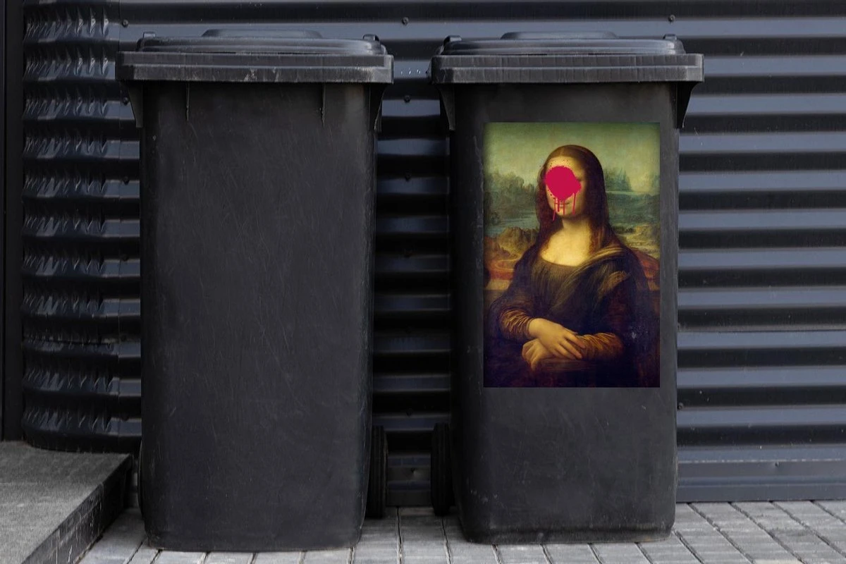 Autocollant De Conteneur Vieux MaîtresIllustrations De Noël - Mona Lisa Par Le Vieux Maître Leonardo De Vinci Avec Une Goutte De Peinture Rose 4 Autocollant De Conteneur Vieux MaîtresIllustrations De Noël - Mona Lisa Par Le Vieux Maître Leonardo De Vinci Avec Une Goutte De Peinture Rose – Image 2