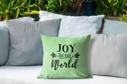 Coussins D'extérieur - Jardin - Citation De Noël Joy Au Monde Sur Fond Vert - 40x40 Cm -Jingle Bells Boutique 1200x800 747