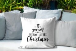 Coussins D'extérieur - Jardin - Citation Noël Passez Un Joyeux Petit Noël Avec Un Fond Blanc - 50x50 Cm -Jingle Bells Boutique 1200x800 755