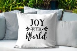 Coussins D'extérieur - Jardin - Citation De Noël Joy Au Monde Sur Fond Blanc - 60x60 Cm -Jingle Bells Boutique 1200x800 795