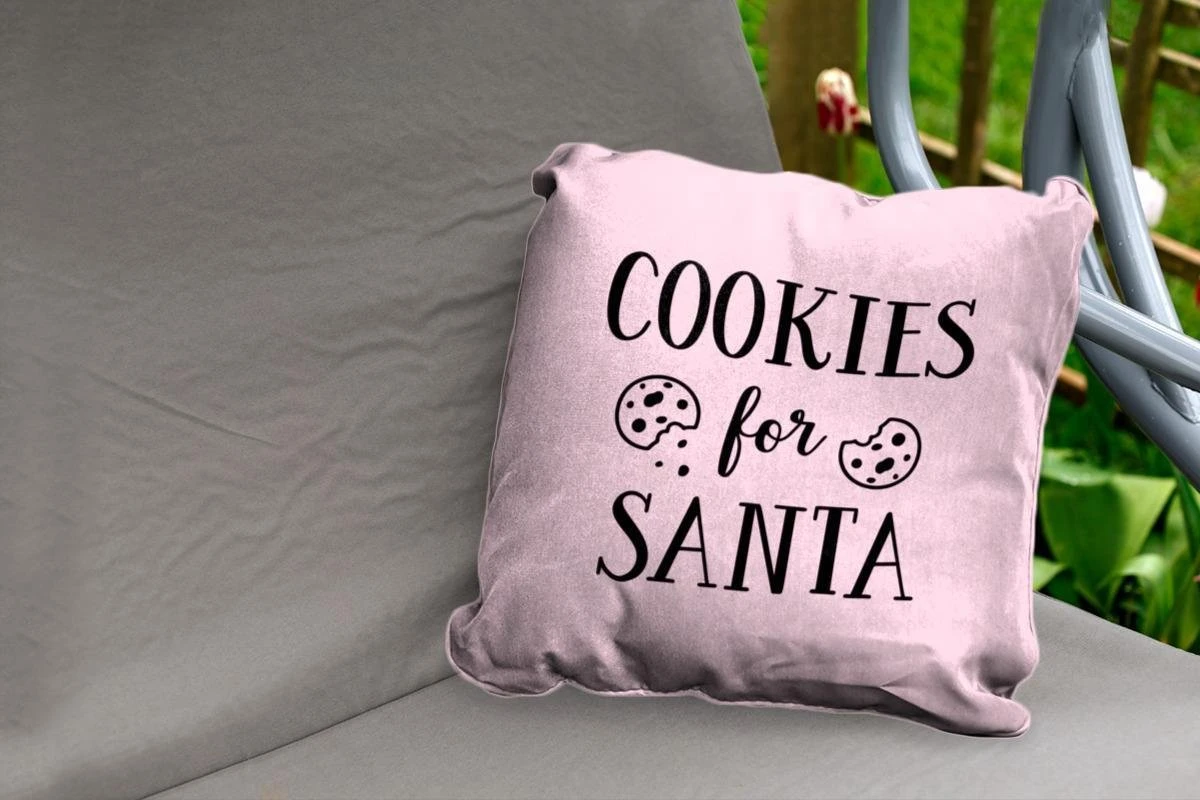 Coussins D'extérieur - Jardin - Citation Biscuits Pour Père Noël Décoration Murale Noël Rose Pastel - 50x50 Cm 4 Coussins D'extérieur - Jardin - Citation Biscuits Pour Père Noël Décoration Murale Noël Rose Pastel - 50x50 Cm – Image 2
