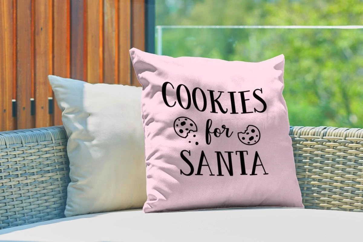 Coussins D'extérieur - Jardin - Citation Biscuits Pour Père Noël Décoration Murale Noël Rose Pastel - 50x50 Cm 5 Coussins D'extérieur - Jardin - Citation Biscuits Pour Père Noël Décoration Murale Noël Rose Pastel - 50x50 Cm – Image 3