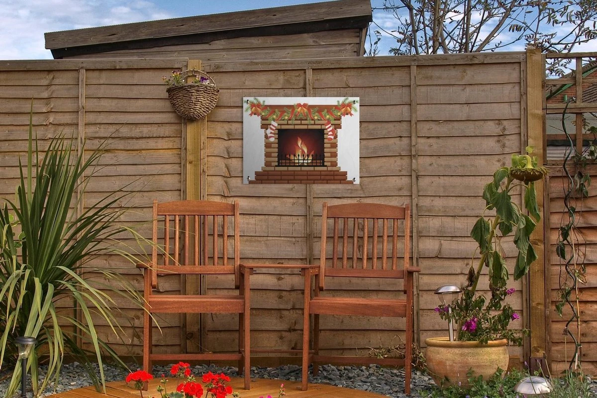 Une Illustration D'une Cheminée Avec Affiche De Jardin Décoration De Noël 40x30 Cm - Petit - Toile De Jardin / Toile D'extérieur / Peintures Pour L'extérieur (décoration De Jardin) 6 Une Illustration D'une Cheminée Avec Affiche De Jardin Décoration De Noël 40x30 Cm - Petit - Toile De Jardin / Toile D'extérieur / Peintures Pour L'extérieur (décoration De Jardin) – Image 4