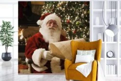 Papier Peint Photo Peint Photo Vinyle - Le Père Noël Vérifie Son Cadre Largeur 300 Cm X Hauteur 300 Cm - Tirage Photo Sur Papier Peint (disponible En 7 Tailles) -Jingle Bells Boutique 1200x800 88