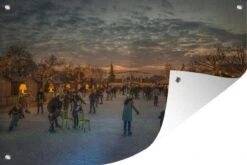 Posters De Jardin Devant Le Marché De Noël D' Amsterdam La Nuit - 90x60 Cm