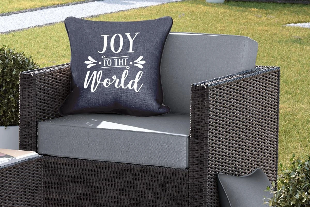 Coussins D'extérieur - Jardin - Citation De Noël Joy Au Monde Sur Fond Noir - 50x50 Cm 7 Coussins D'extérieur - Jardin - Citation De Noël Joy Au Monde Sur Fond Noir - 50x50 Cm – Image 5