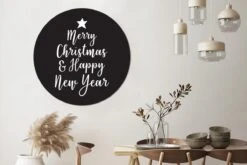 Noël Citation Joyeux Noël Et Happy Année Sur Fond Noir Autocollant Papier Peint Cercle Mur - ⌀ 120 Cm - Peinture Ronde - Cercle De Papier Peint - Cercle De Mur - Cercle Vivant - Auto-adhésif Découpe Et Rond -Jingle Bells Boutique 1200x800 95