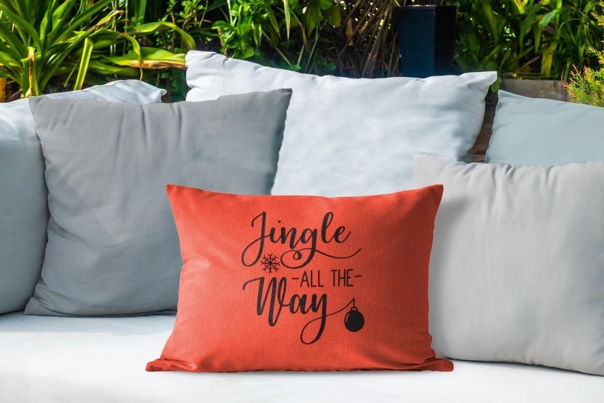 Coussins D'extérieur - Jardin - Citation De Noël Jingle Tout Le Chemin Avec Un Fond Rouge - 50x30 Cm 6 Coussins D'extérieur - Jardin - Citation De Noël Jingle Tout Le Chemin Avec Un Fond Rouge - 50x30 Cm – Image 4