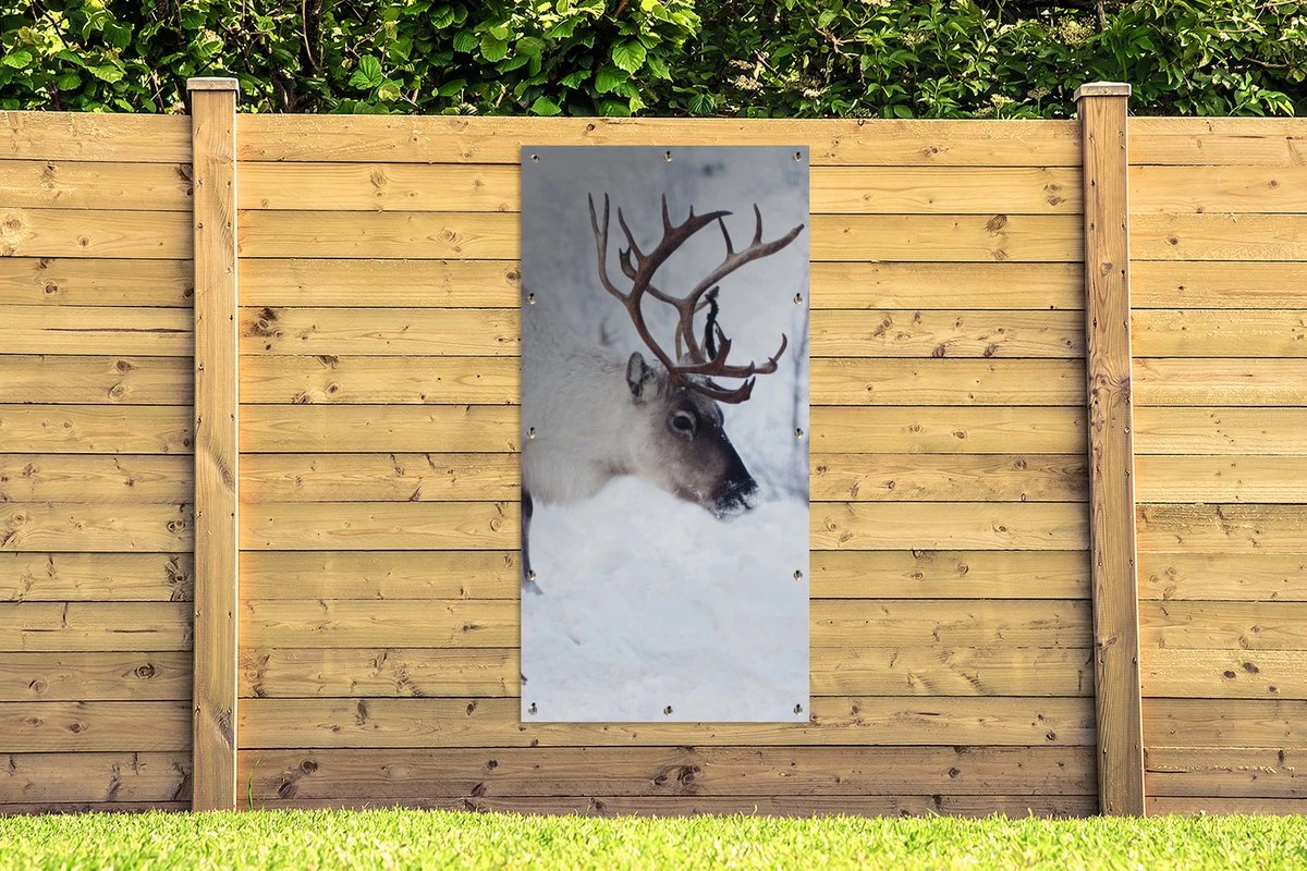 Décoration Murale Murale D'extérieur Une Photo De Noël De Rennes Sur Les Routes Du Kilpisjarvi Finlandais - 80x160 Cm 5 Décoration Murale Murale D'extérieur Une Photo De Noël De Rennes Sur Les Routes Du Kilpisjarvi Finlandais - 80x160 Cm – Image 3