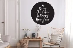 Noël Citation Joyeux Noël Et Happy Année Sur Fond Noir Autocollant Papier Peint Cercle Mur - ⌀ 120 Cm - Peinture Ronde - Cercle De Papier Peint - Cercle De Mur - Cercle Vivant - Auto-adhésif Découpe Et Rond -Jingle Bells Boutique 1200x800 98