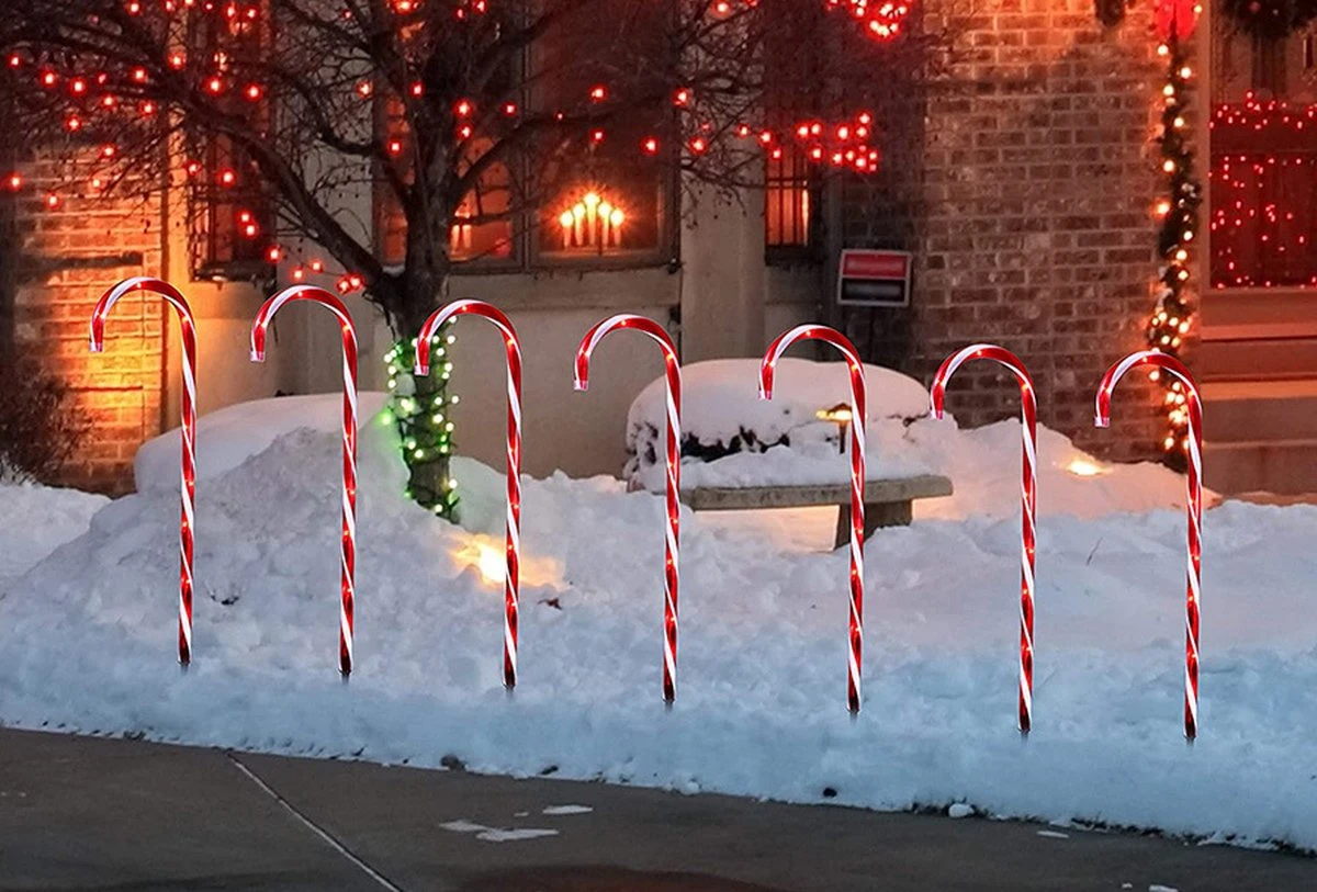 Candy Cane Éclairage De Noël - 10 Candy Canes - Y Compris Les épingles Au Chevilles De Sol 7 Candy Cane Éclairage De Noël - 10 Candy Canes - Y Compris Les épingles Au Chevilles De Sol – Image 5