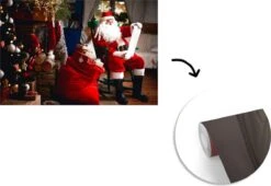 Papier Peint Photo Vinyle - Père Noël Assis Sur Une Chaise Avec Un Sac Plein De Cadeaux, Largeur 600 Cm X Hauteur 400 Cm - Tirage Photo Sur Papier Peint (disponible En 7 Tailles) -Jingle Bells Boutique 1200x824 2