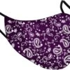 Paisley Fleurs Noël Pattern Masque Facial Réutilisable Masque Facial Lavable Et Ajustable - Unisexe (Violet)