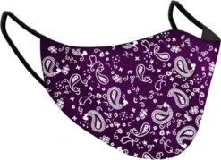 Paisley Fleurs Noël Pattern Masque Facial Réutilisable Masque Facial Lavable Et Ajustable - Unisexe (Violet)