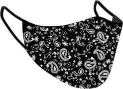 Masque Facial Réutilisable à Motif De Noël Fleurs Paisley Masque Facial Lavable Et Réglable - Unisexe (Noir)